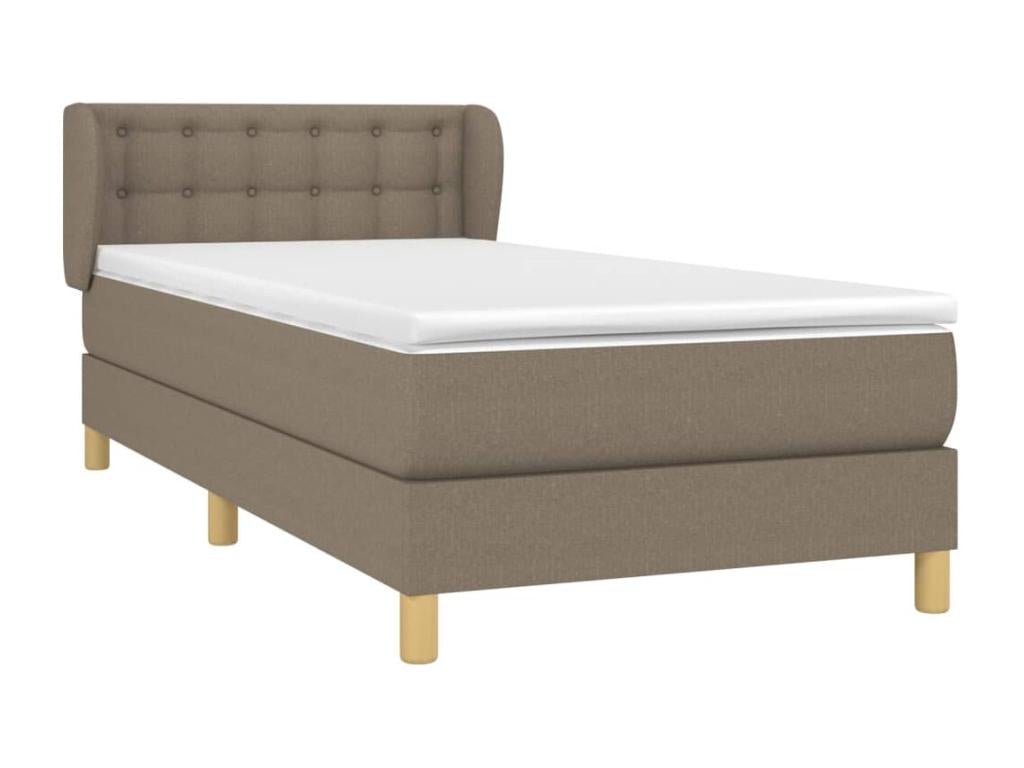 Bed Frame with Mattress - White Polyester Fabric, W 79.9 x D 32.7 x H 30.7 in