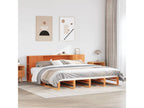Bed Frame with Mattress - Brown Wood, W 88.2 x D 81.1 x H 32.3 in
