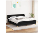 Bed Frame with Mattress - White Polyester Fabric, W 79.9 x D 72 x H 30.7 in
