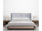 Bed - Silver Faux Leather, Pine Wood, W 57.1 x D 1.6 x H 19.7 in