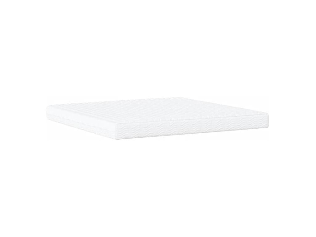 Bed Frame with Mattress - White Polyester Fabric, W 85.8 x D 80.7 x H 29.3 in