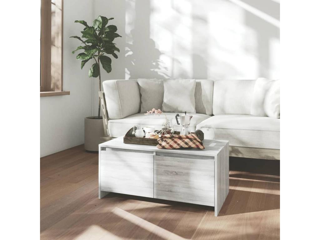 Coffee Table - Gray Engineered Wood, W 35.4 x D 19.7 x H 16.3 in