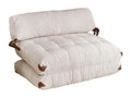 Bed - White Polyester Fabric, W 47.2 x D 29.5 x H 31.1 in