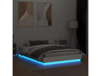 Bed Frame with Mattress with LED - White Wood, W 76 x D 48.4 x H 9.1 in