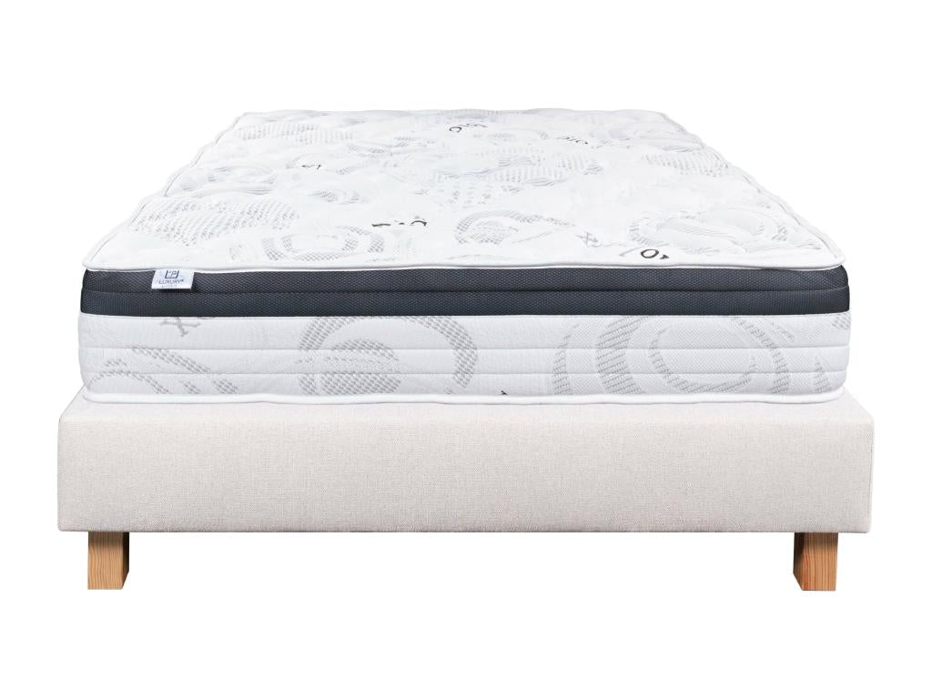 Bed Frame with Mattress - Beige, W 78.7 x D 55.1 x H 7.9 in
