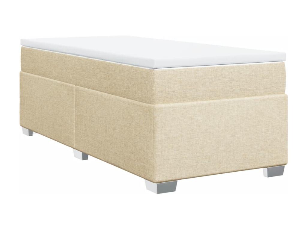 Bed Frame with Mattress - Creme Engineered Wood, W 78.7 x D 35.4 x H 18.1 in