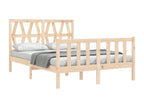 Bed Frame with Mattress - Brown Wood, W 77 x D 55.3 x H 39.4 in