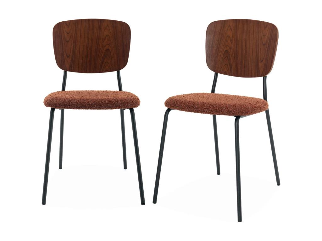 Set of 2 Chairs - Terracotta Polyester Fabric, W 18.5 x D 20.1 x H 31.9 in