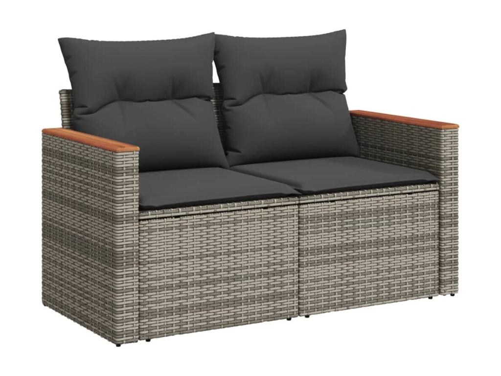 7-Piece Outdoor Patio Set with Cushions - Beige Resin, W 24.4 x D 24.4 x H 27.2 in