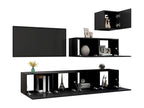 Set of 4 TV Stands - Black Engineered Wood, W 12 x D 11.8 x H 11.8 in