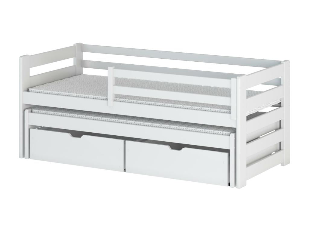 Bed - White Wood, W 38.6 x D 81.9 x H 30.7 in