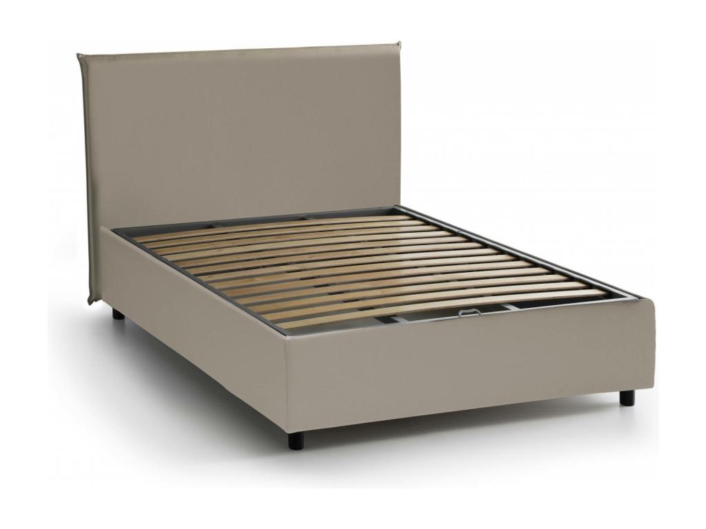 Bed Frame with Mattress - Camel Engineered Wood, W 84.6 x D 61 x H 37.4 in