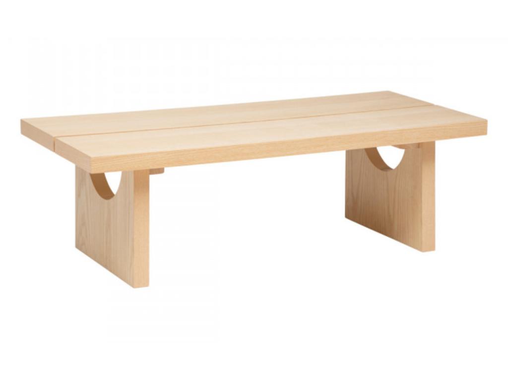 Coffee Table - Beige Wood, W 43.3 x D 19.7 x H 13.4 in