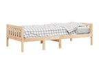 Bed Frame with Mattress - Brown Wood, W 77 x D 37.6 x H 22.4 in