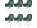 Set of 6 Dining Chairs - Green Polyester Fabric, W 23.6 x D 23.6 x H 33.9 in