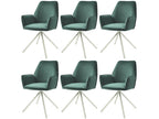 Set of 6 Dining Chairs - Green Polyester Fabric, W 23.6 x D 23.6 x H 33.9 in