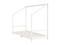 Bed - White Wood, W 80.9 x D 67.3 x H 62.2 in