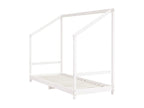 Bed - White Wood, W 80.9 x D 67.3 x H 62.2 in