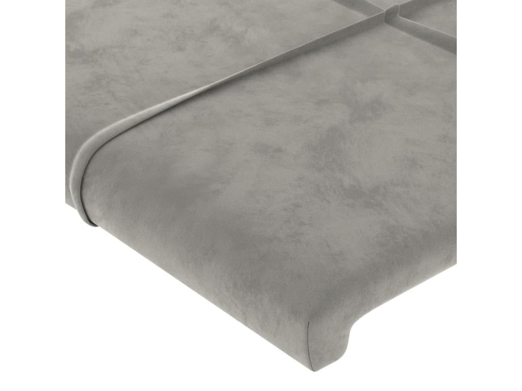 Bed - Gray Velvet, W 72 x D 9.1 x H 34.6 in