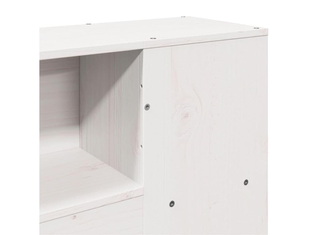 Bed Frame with Mattress - White Wood, W 90.4 x D 61.4 x H 32.3 in