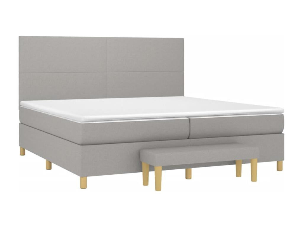 Bed Frame with Mattress - Gray Polyester Fabric, W 78.7 x D 78.7 x H 2 in