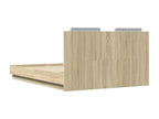 Bed Frame with Headboard - Brown Engineered Wood, W 76 x D 56.3 x H 33.1 in