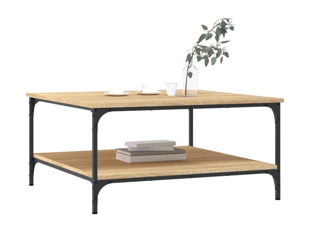 Coffee Table - Brown Wood, W 31.5 x D 31.5 x H 15.7 in