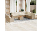 11-Piece Outdoor Patio Set with Cushions with LED - Beige Resin, W 21.7 x D 21.7 x H 14.6 in