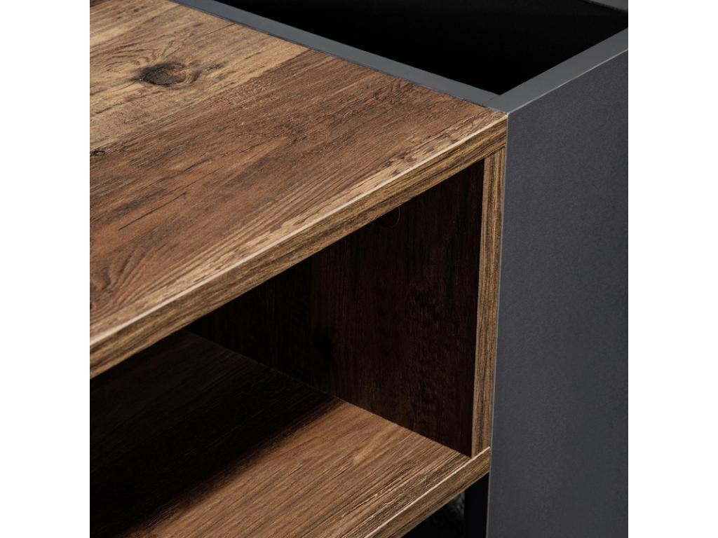 Coffee Table - Black Engineered Wood, W 41.9 x D 23.6 x H 15.7 in