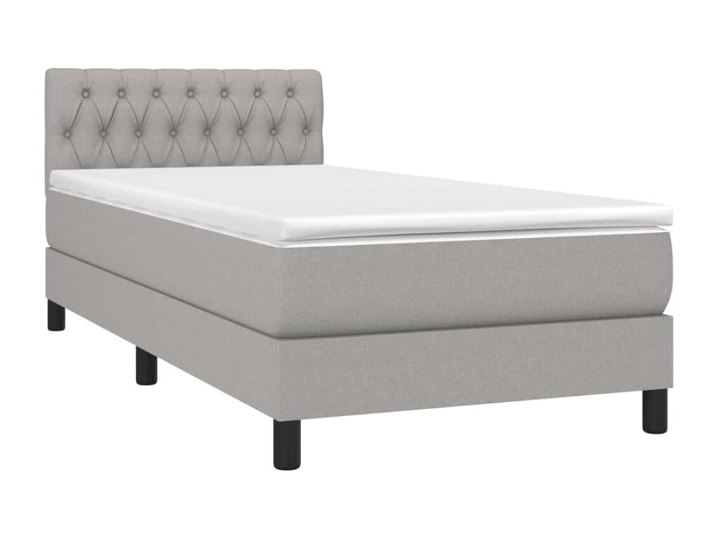 Bed Frame with Mattress with LED - White Polyester Fabric, W 76 x D 35.4 x H 30.7 in