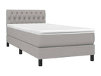 Bed Frame with Mattress with LED - White Polyester Fabric, W 76 x D 35.4 x H 30.7 in