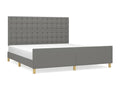 Bed Frame with Headboard - Gray Wood, W 79.9 x D 73.2 x H 50.4 in