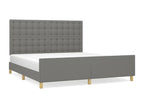 Bed Frame with Headboard - Gray Wood, W 79.9 x D 73.2 x H 50.4 in