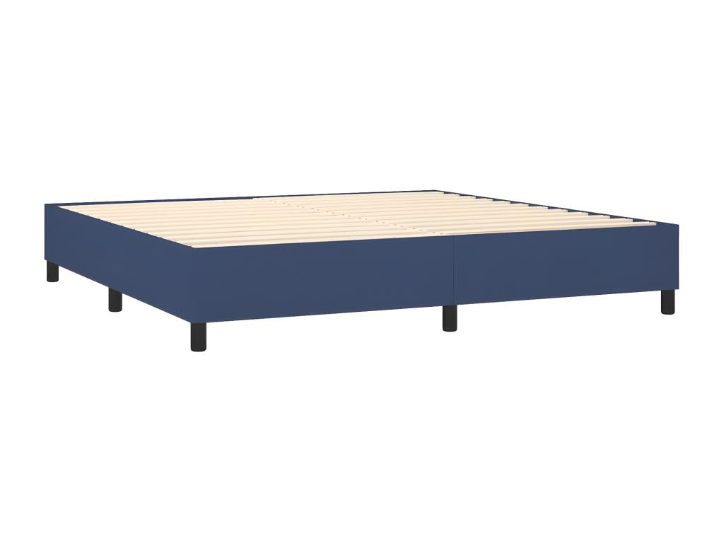 Bed Frame with Mattress - Blue Polyester Fabric, W 79.9 x D 79.9 x H 50.4 in