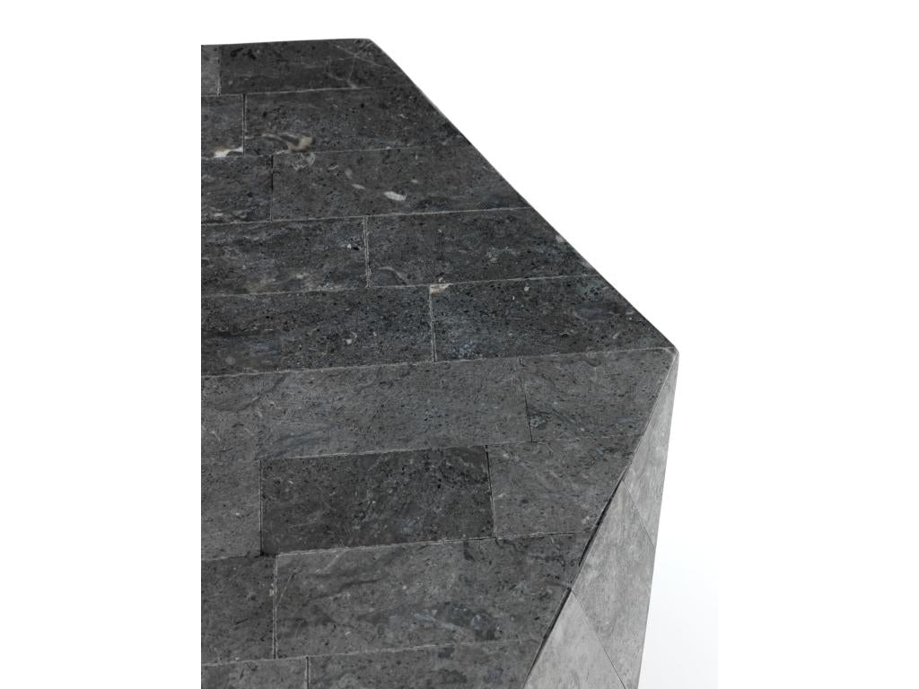 Coffee Table - Gray Solid Surface, W 23.6 x D 23.6 x H 19.7 in