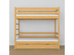Bed Frame with Mattress - Natural Pine Wood, W 74 x D 38.6 x H 76.8 in