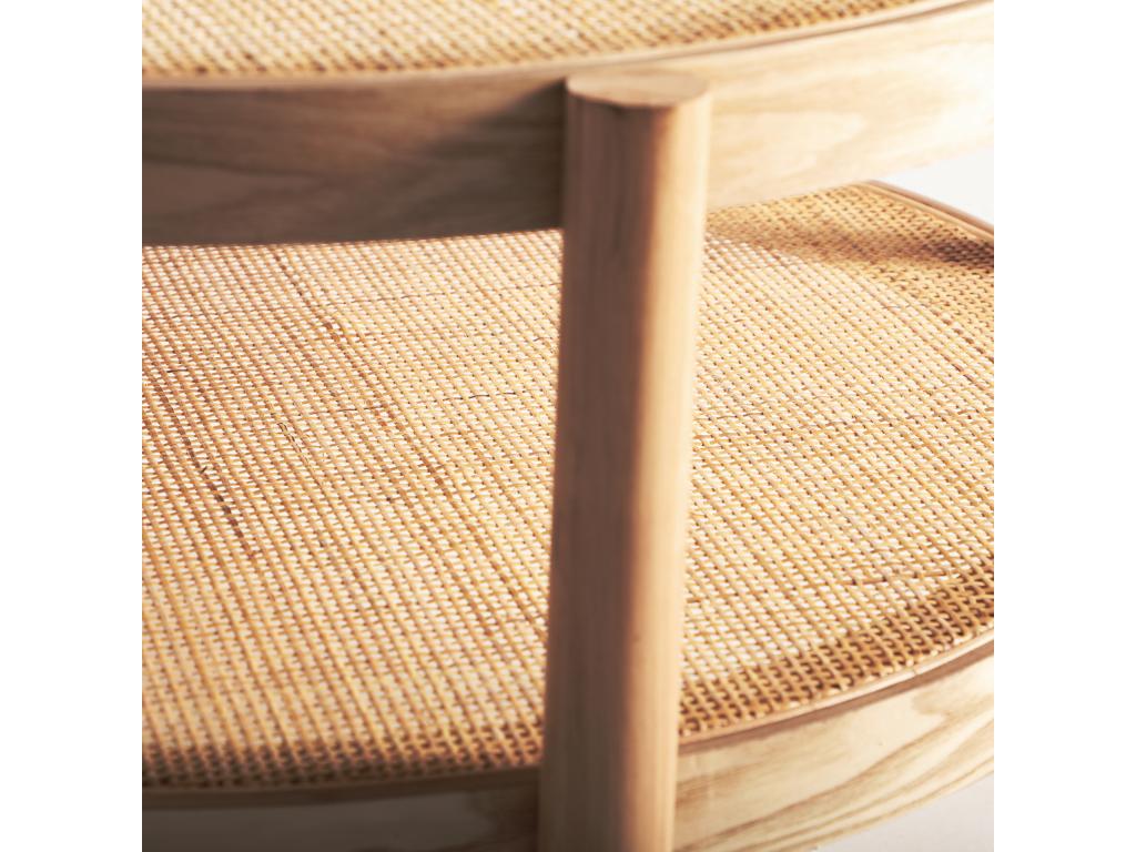 Coffee Table - Brown Wood, W 30.3 x D 30.3 x H 17.7 in