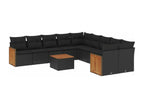 11-Piece Outdoor Patio Set with Cushions - Black Resin, W 24.4 x D 24.4 x H 27.2 in