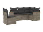 5-Piece Outdoor Patio Set with Cushions - Black Resin, W 28 x D 24.4 x H 27.2 in