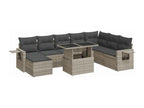 9-Piece Outdoor Patio Set with Cushions - Gray Polyester Fabric, W 39.4 x D 21.7 x H 28.7 in