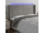 Bed with LED - Gray Velvet, W 72 x D 6.3 x H 50.4 in