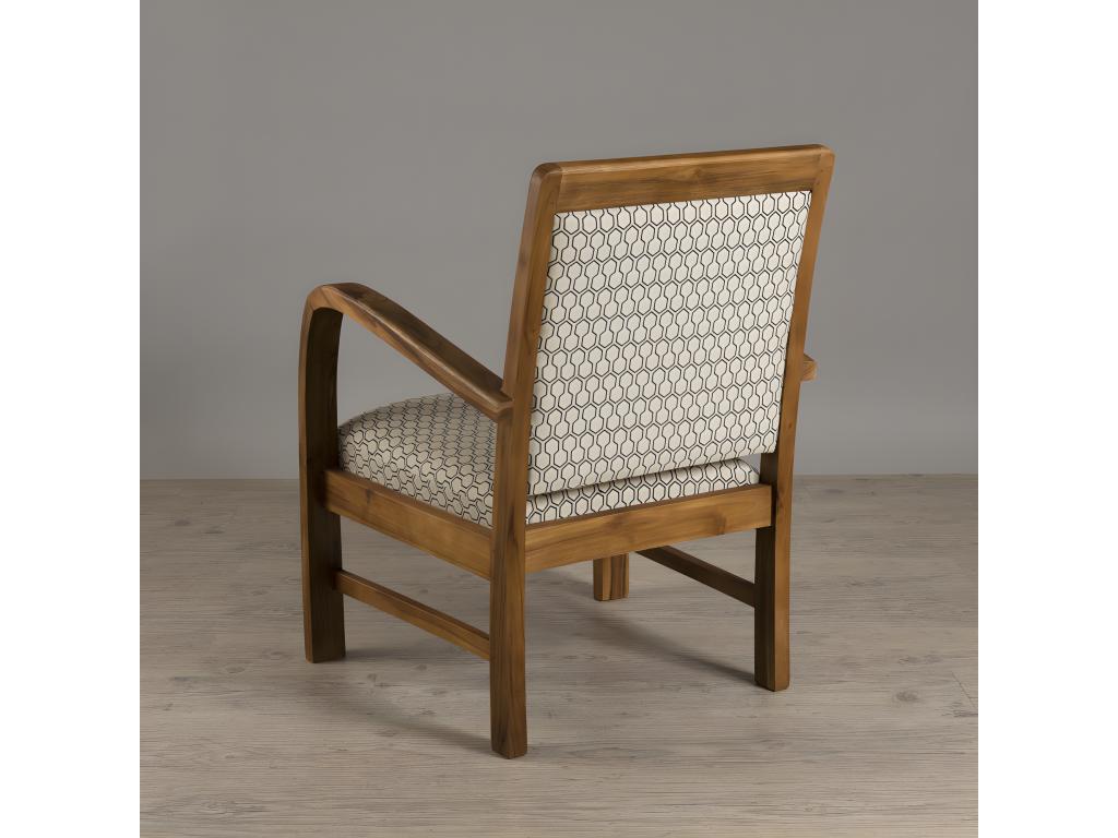 Armchair - Beige Wood, W 24 x D 24.8 x H 31.7 in