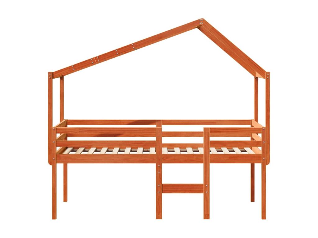 Bed - Brown Wood, W 80.9 x D 33.7 x H 35 in