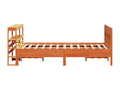 Bed Frame with Mattress - Brown Wood, W 84.4 x D 55.5 x H 32.3 in