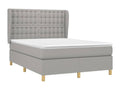 Bed Frame with Mattress - Gray Polyester Fabric, W 76 x D 57.9 x H 50.4 in