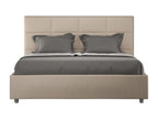 Bed - Taupe Faux Leather, Synthetic Leather, Engineered Wood, W 68.9 x D 82.7 x H 48 in