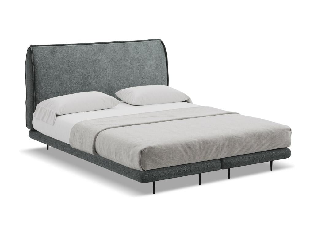 Bed Frame with Mattress - Fabric, W 78.7 x D 63 x H 43.3 in