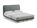 Bed Frame with Mattress - Fabric, W 78.7 x D 63 x H 43.3 in