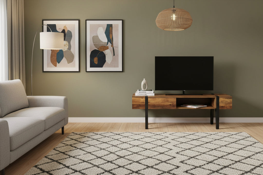 TV Stand - Brown Engineered Wood, W 55.1 x D 15.7 x H 19.7 in