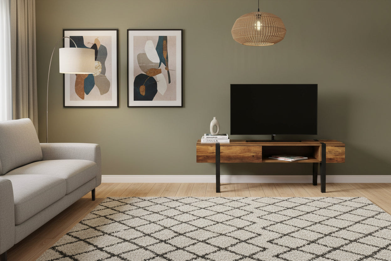 TV Stand - Brown Engineered Wood, W 55.1 x D 15.7 x H 19.7 in